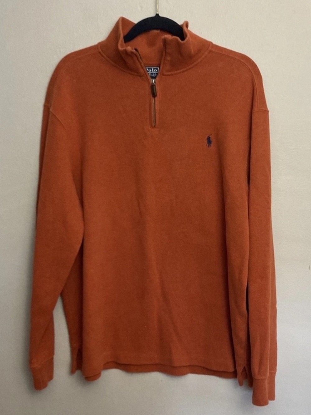8-27 Polo Ralph Lauren Mens Sweater Orange Cotton XL preppy Quarter Zip